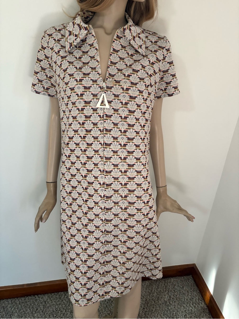 Vintage VOLUP 1960s Trendy Tory Birch Style Zip Up Polo Dress
